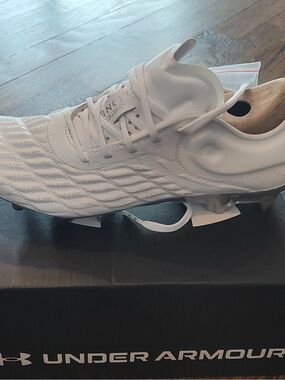 Under Armour All-White Soccer Cleats with Textured Upper
